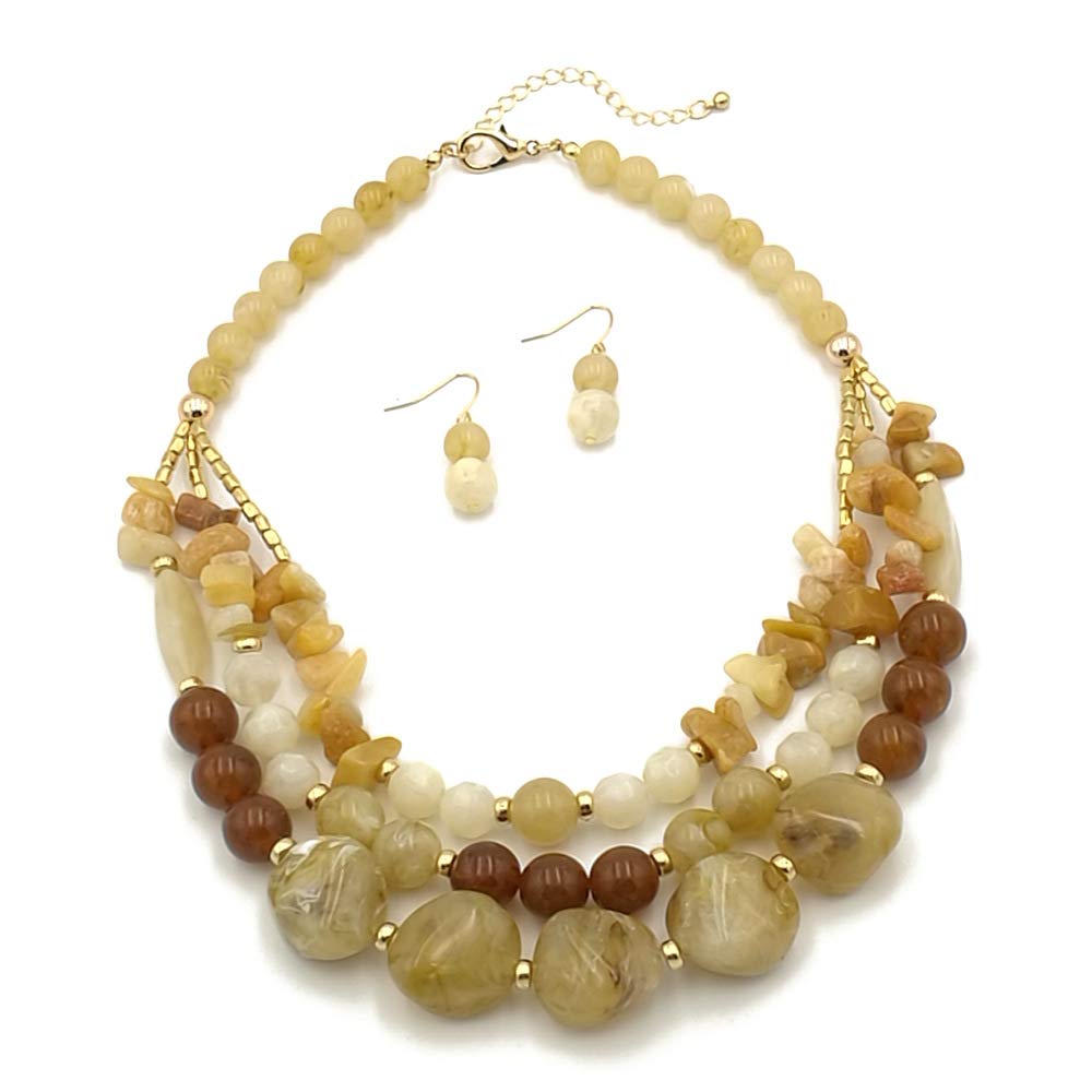 Bohemian style Multi -color Exaggerated bead Three floors necklace for Women's and girls gifts