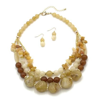 Bohemian style Multi -color Exaggerated bead Three floors necklace for Women's and girls gifts