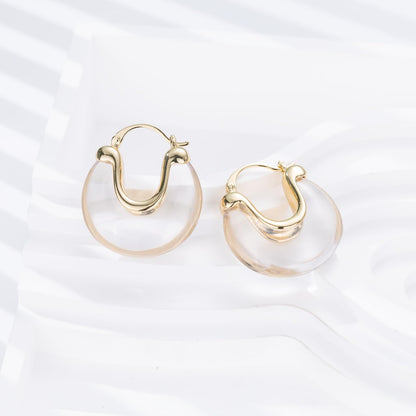 Chunky Gold Resin Hoop Earrings Leverback Statement Huggie Hoops Dangle Drop Dressy Earring Prom Festival Vacation Jewelry for Women