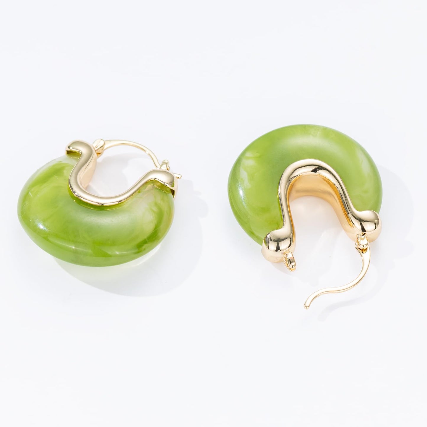 Chunky Gold Resin Hoop Earrings Leverback Statement Huggie Hoops Dangle Drop Dressy Earring Prom Festival Vacation Jewelry for Women