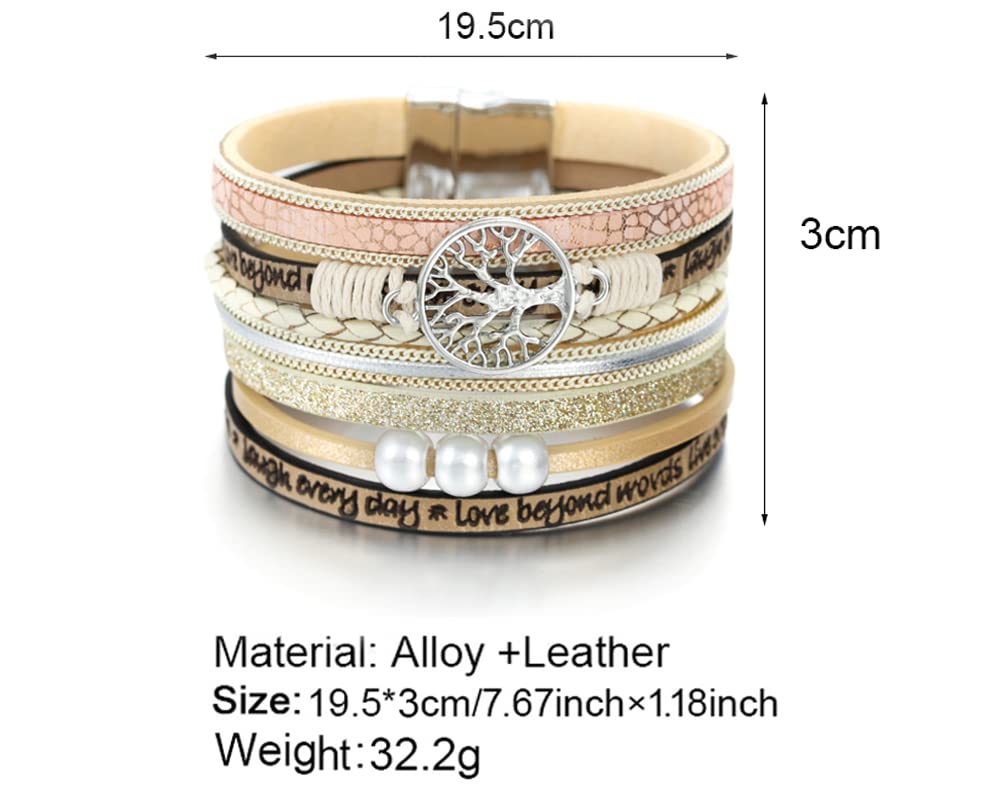 Fesciory Leather Wrap Bracelets for Women, Boho Western Layered Jewelry | Layered leather cuff bracelets, Easy on and off, Boho western style, Daily wear, Gift for women