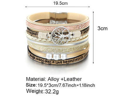 Fesciory Leather Wrap Bracelets for Women, Boho Western Layered Jewelry | Layered leather cuff bracelets, Easy on and off, Boho western style, Daily wear, Gift for women