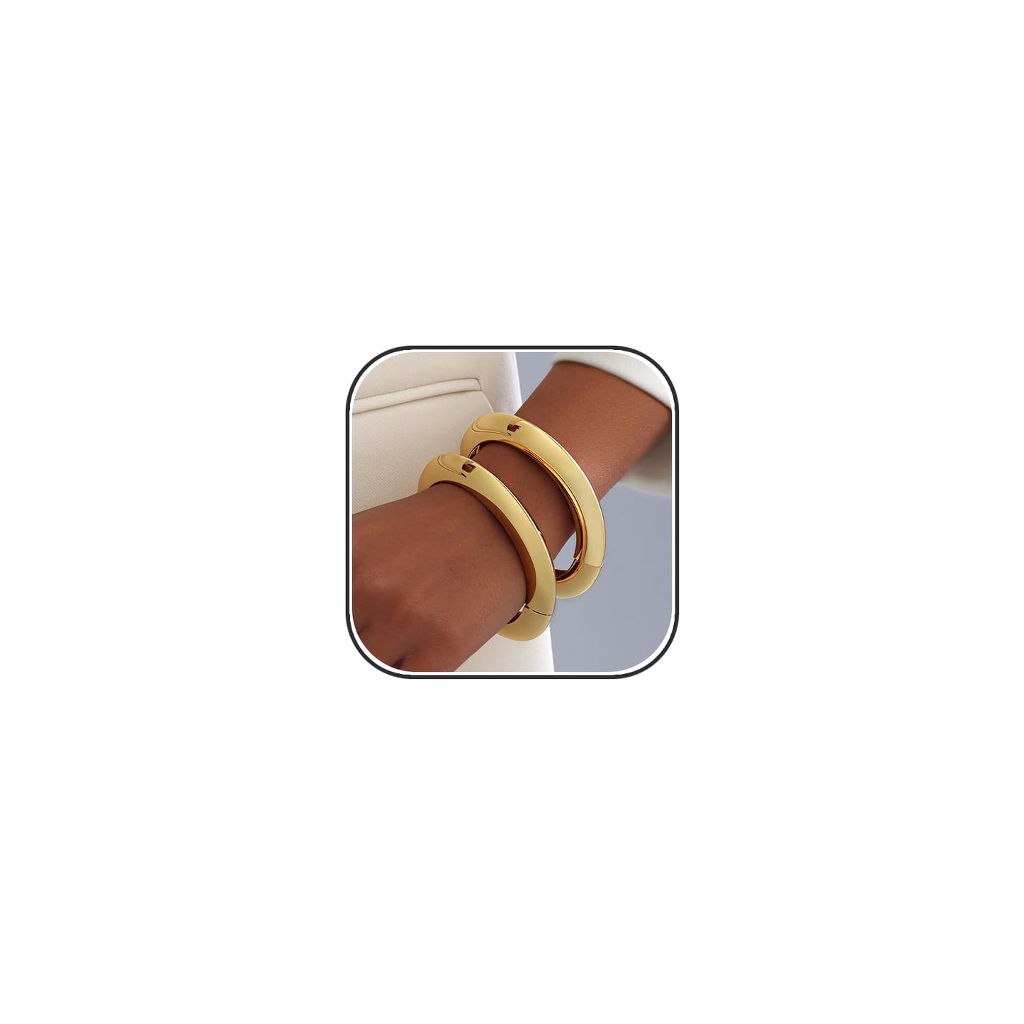 2pcs Gold Bangle Bracelets for Women, Trendy Hinged Cuff Open Wide Chunky Gold Bracelet Stack Arm Cuff Jewelry for Women