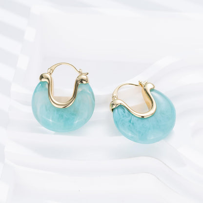 Chunky Gold Resin Hoop Earrings Leverback Statement Huggie Hoops Dangle Drop Dressy Earring Prom Festival Vacation Jewelry for Women