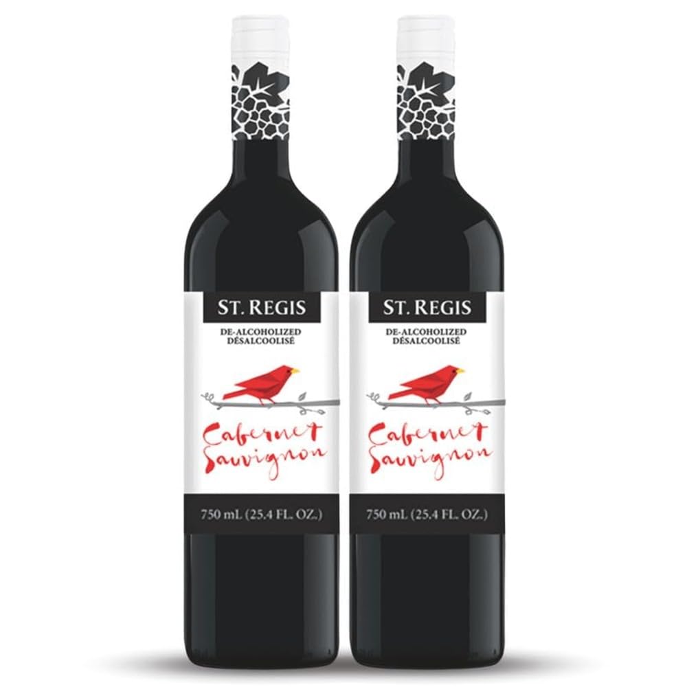 ST. REGIS Non-Alcoholic Cabernet Sauvignon, 25.4 Fl Oz (2 Pack) - Low Calorie, Low Sugar - Fruity & Spicy Rich Flavor from Spain
