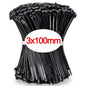 100 PCS Self-locking Plastic Nylon Tie Black Fastening Strap Cable-Tie-Set Cable Zip Tie Fastening Ring Zip Wraps Strap Tie