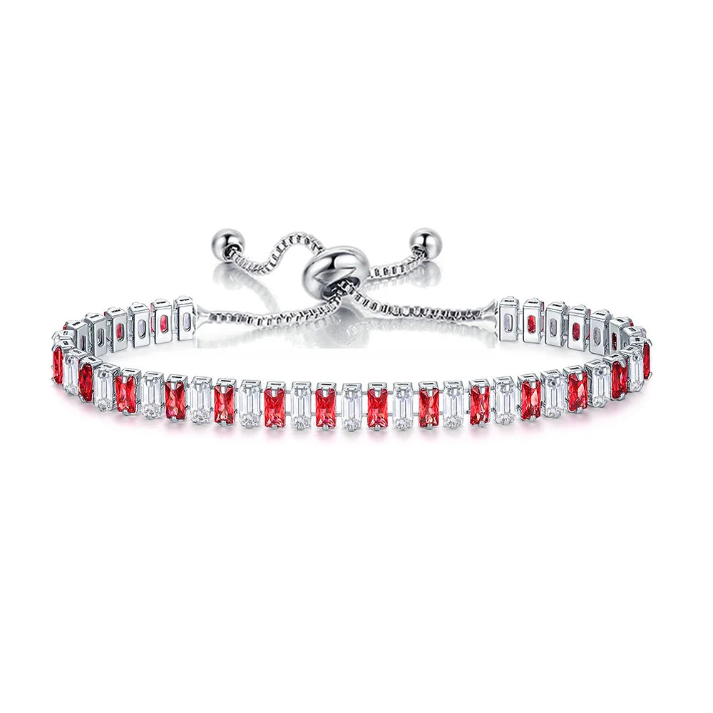 Black Iced Out Crystal Tennis Bracelets For Men Women Rectangle Zirconia Adjustable Chain on Hand Hip Hop Hippie Jewelry DZH051