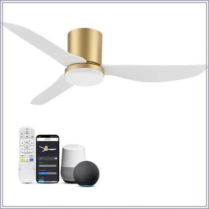 42 Inch Smart Ceiling Fan with Light Remote, WiFi Voice Alexa App Control, Ultra-Quiet Flush Mount for Small Bedroom Patio Porch
