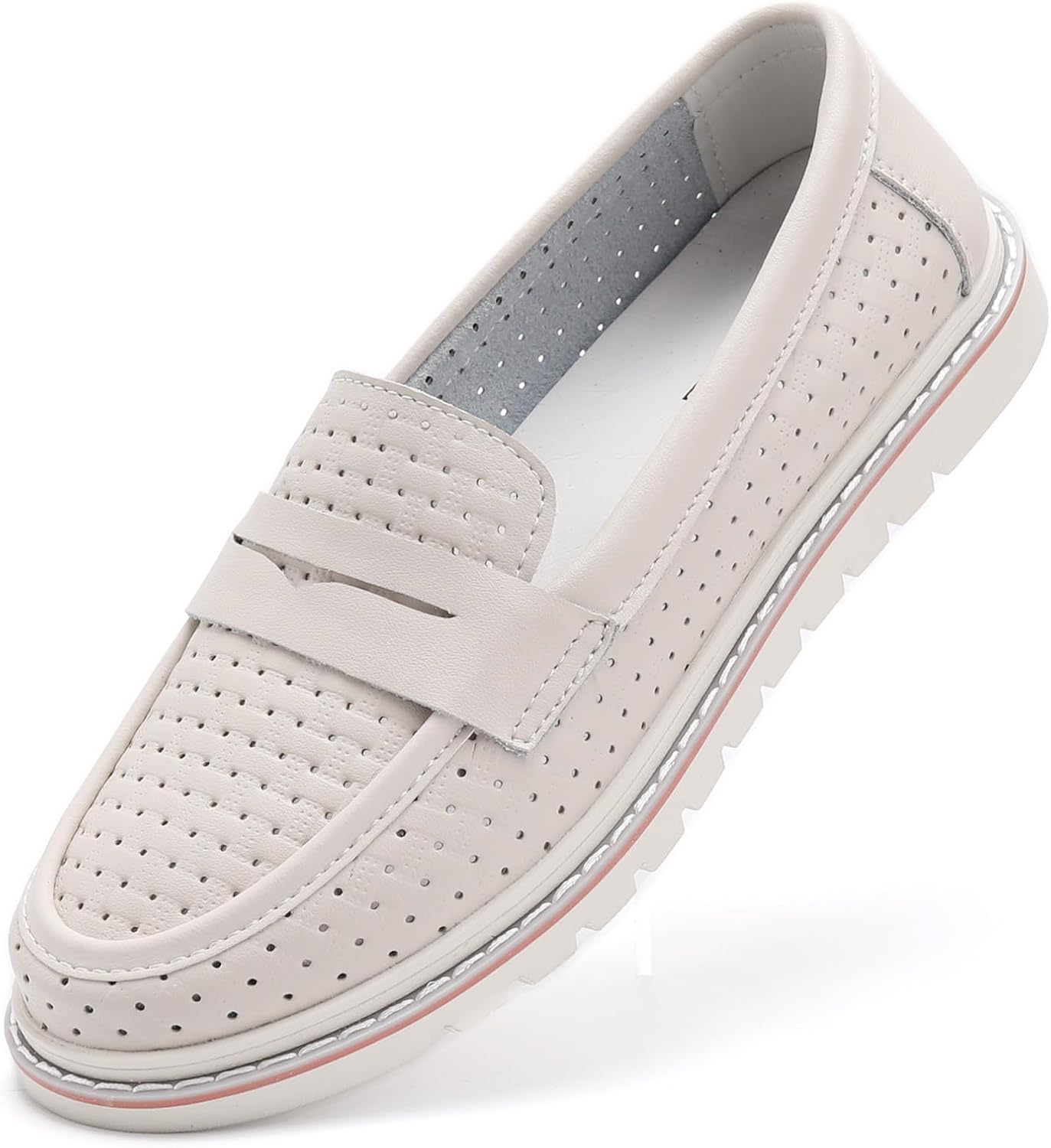 Women's Penny Loafers Leather Dress Shoes Comfortable Non-Slip Flats Soft Slip-on Walking Shoes Driving for Women