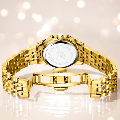 OLEVS Watches Women with Date Silver Stainless Steel Luxury Ladies Watches with Small Writs Diamond Watches for Women Waterproof Elegant Dress Quartz Analog Women's Wrist Watches Reloj de Mujer