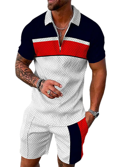 Mens Short Sets 2 Piece Outfits Polo Shirt Fashion Summer Tracksuits Casual Set Short Sleeve and Shorts Set for Men