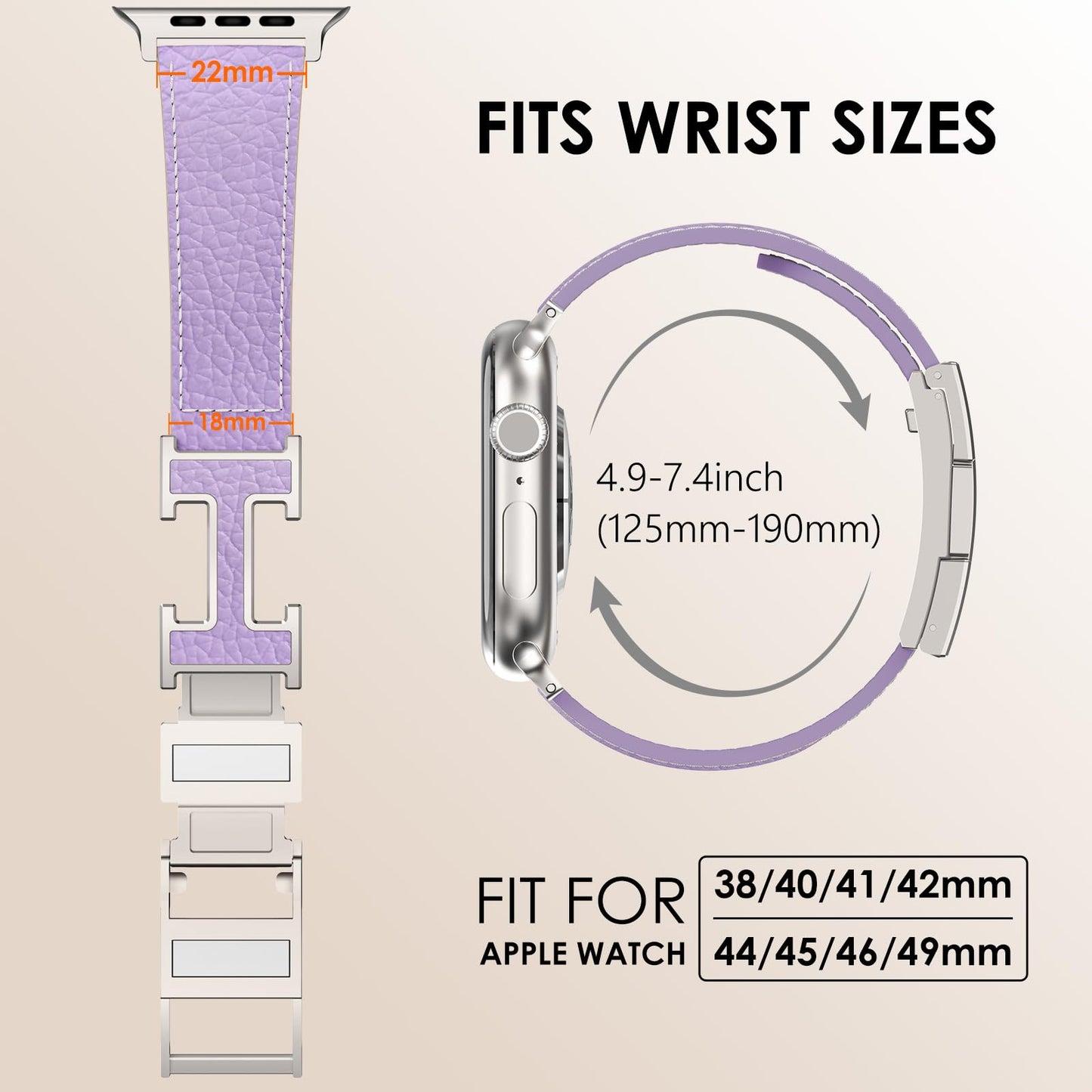 Leather Magnetic Watch Band Compatible with Apple Watch Ultra Band 49mm 46mm 45mm 44mm 42mm 41mm 40mm 38mm Replacement Strap for Women Men iWatch Ultra 3/2/1/SE3/Series 11/10/9/8/7/6/5/4/3/2/1