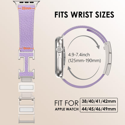 Leather Magnetic Watch Band Compatible with Apple Watch Ultra Band 49mm 46mm 45mm 44mm 42mm 41mm 40mm 38mm Replacement Strap for Women Men iWatch Ultra 3/2/1/SE3/Series 11/10/9/8/7/6/5/4/3/2/1