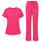floralhue Scrubs for Women, V-Neck Straight Leg Pants with 12 Pockets | Slit Hem Cargo Pant Storage, Yoga Waistband, Water Resistance, For Nurses, Clinics, Long Shifts, Daily Medical Uniforms