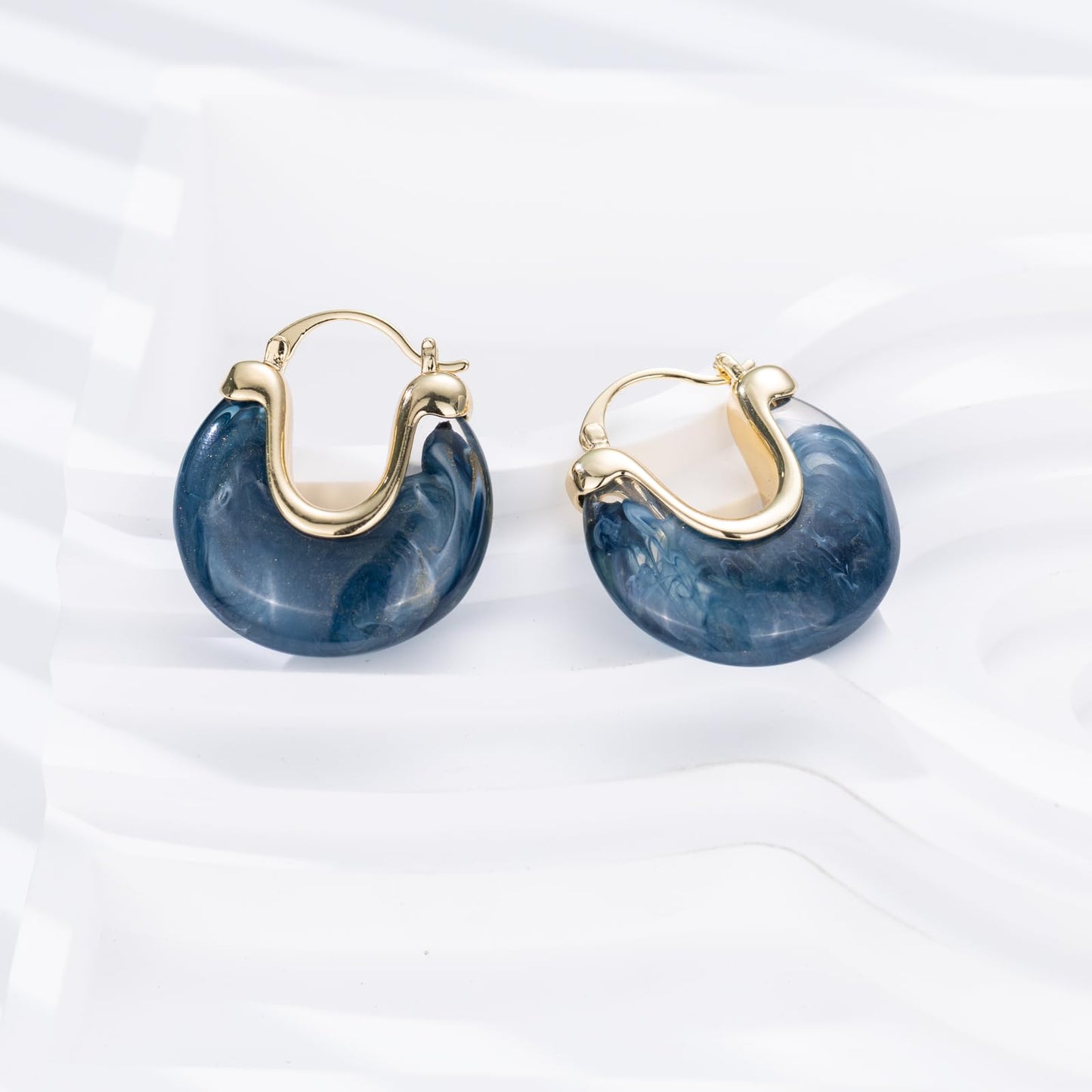 Chunky Gold Resin Hoop Earrings Leverback Statement Huggie Hoops Dangle Drop Dressy Earring Prom Festival Vacation Jewelry for Women