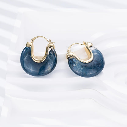 Chunky Gold Resin Hoop Earrings Leverback Statement Huggie Hoops Dangle Drop Dressy Earring Prom Festival Vacation Jewelry for Women