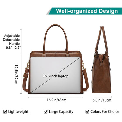 Laptop Bag for Women 15.6 Inch Leather Work Tote Briefcase Business Computer Shoulder Bag Large Capacity Waterproof Office Messenger Handbag Professional Teacher Nurse Carryall