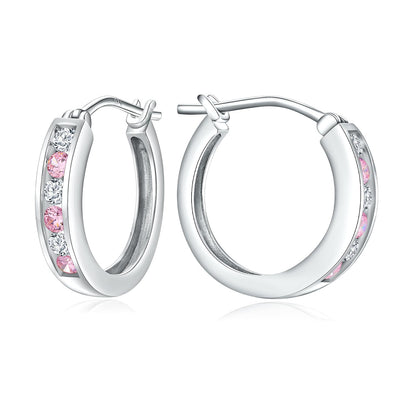 14K Gold Plated/925 Sterling Silver Birthstone Hoop Earrings for Women | 18mm Created Gemstone Hoops,Hypoallergenic and Lightweight,Birthday Mother's Day Jewelry(with Gift Box)