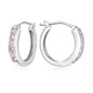 14K Gold Plated/925 Sterling Silver Birthstone Hoop Earrings for Women | 18mm Created Gemstone Hoops,Hypoallergenic and Lightweight,Birthday Mother's Day Jewelry(with Gift Box)