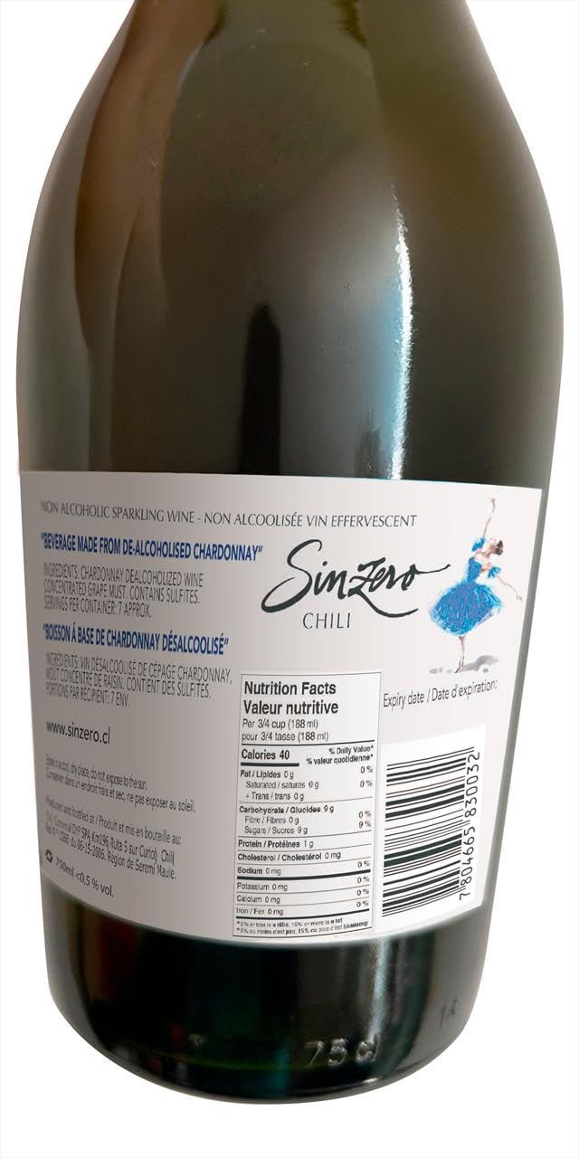 SINZERO - Cabernet Sauvignon - 750 ml 6 Pack - Non-alcoholic red wine - Aged in French oak for smooth rich flavor - Low calories, vegan friendly - Made in Chile