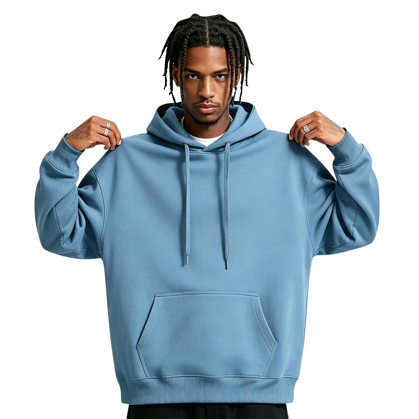Men Hoodie Sweatshirt Pullover with Kangaroo Pocket Lightweight Casual Hooded Top Apparel for Spring Fall Wear