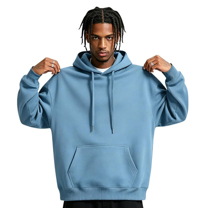 Men Hoodie Sweatshirt Pullover with Kangaroo Pocket Lightweight Casual Hooded Top Apparel for Spring Fall Wear