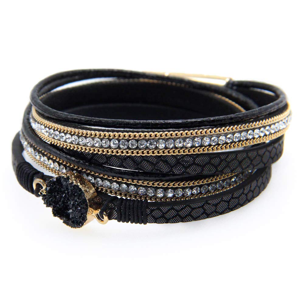 Fesciory Leather Wrap Bracelets for Women, Boho Western Layered Jewelry | Layered leather cuff bracelets, Easy on and off, Boho western style, Daily wear, Gift for women