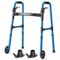 Loyoda Folding Walker with 2 Skis and 5" Wheels, Lightweight Walkers for Seniors and Adults, Supports Up to 350 Pounds, Adjustable Height, Compact Standard Walker, Black
