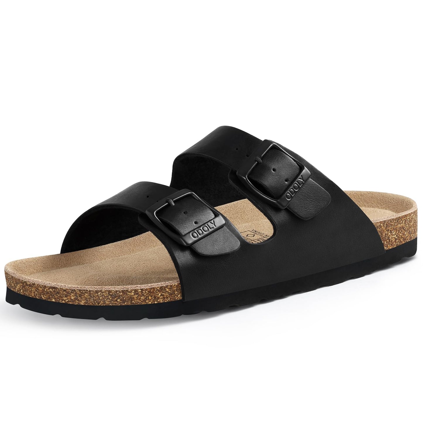 ODOLY Unisex Comfortable Cork Footbed Slide Sandals with Arch Support | Adjustable Buckle, Lightweight Summer Sandals for Travel and Everyday Wear