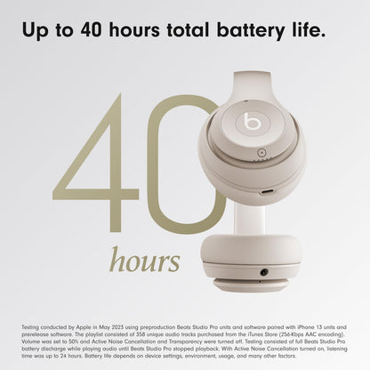 Beats Studio Pro Premium Wireless Over-Ear Headphones- Up to 40-Hour Battery Life, Active Noise Cancelling, Great for Travel & Commuting, Apple & Android Compatible - Exclusive Sand Gray