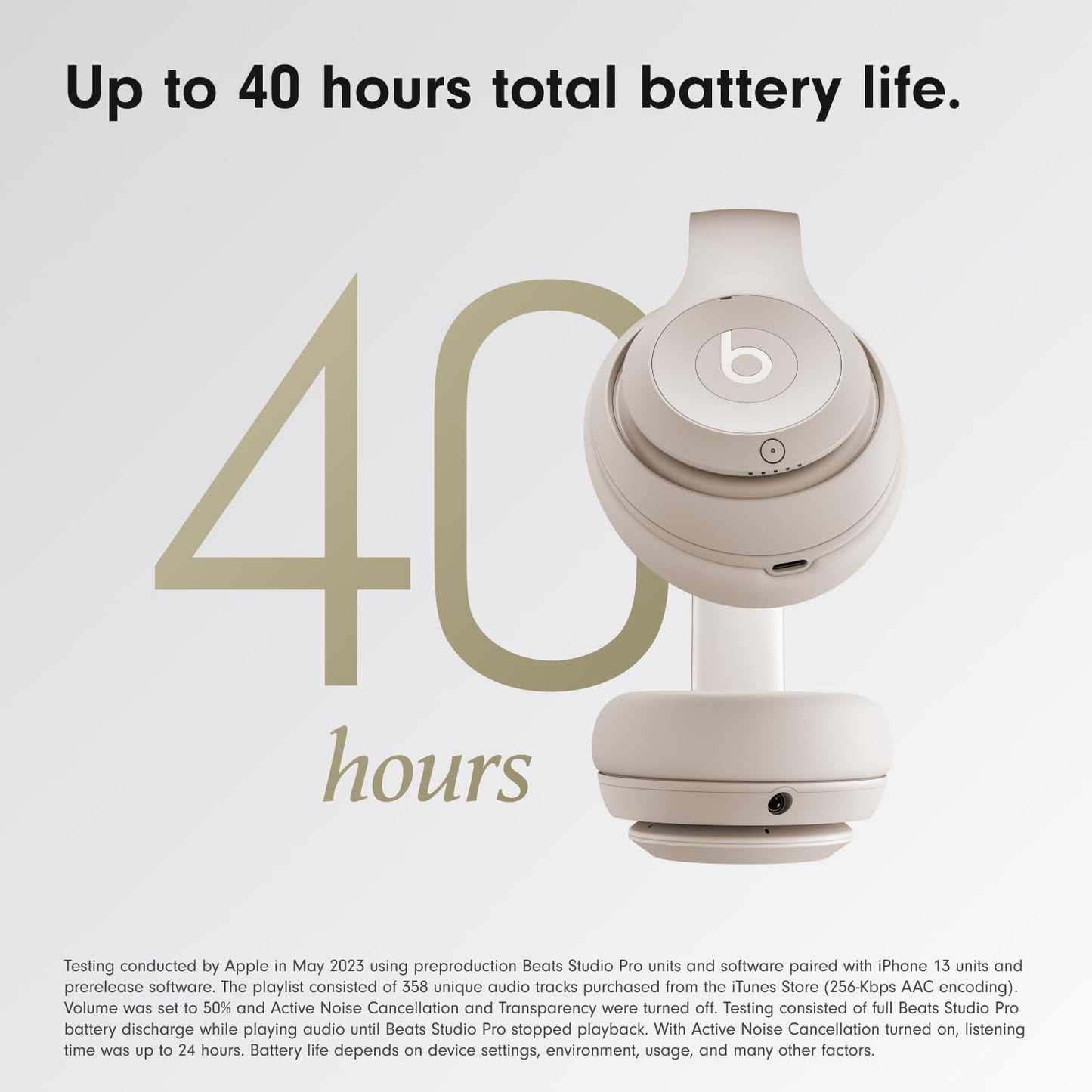 Beats Studio Pro Premium Wireless Over-Ear Headphones- Up to 40-Hour Battery Life, Active Noise Cancelling, Great for Travel & Commuting, Apple & Android Compatible - Exclusive Sand Gray