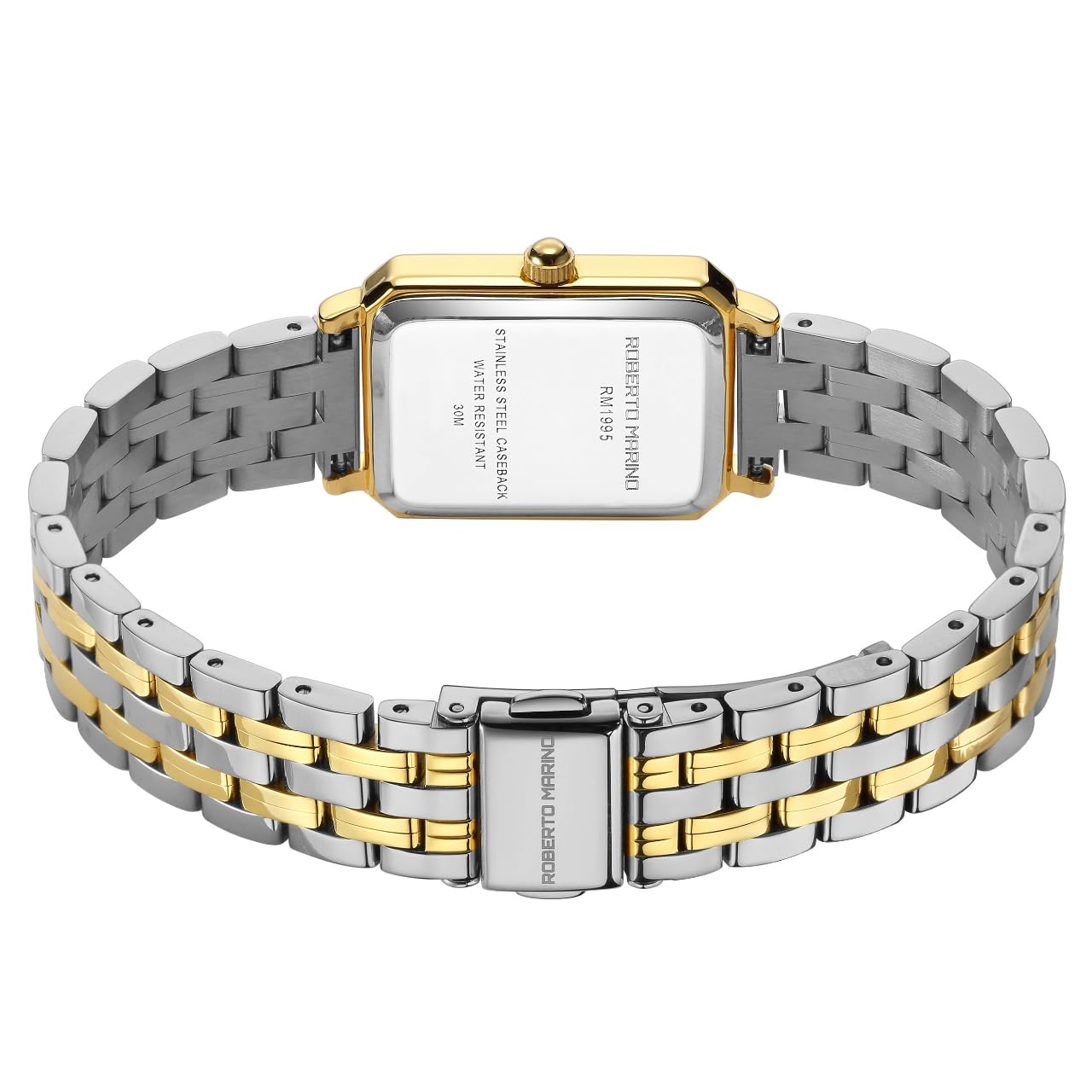 Roberto Marino RM1982 Women’s Luxury Watch Rectangular Gold – Japanese Quartz Movement, Vintage Stainless Steel Design, Silver Dial, Elegant Dress Timepiece, 3ATM Water Resistant – Reloj para Mujer