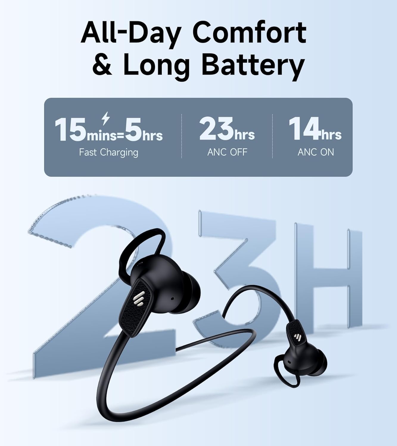 Edifier W280NB Pro Neckband Bluetooth Wireless Headphones, IP55, Black | -45dB Hybrid Active Noise Cancellation, Hi-Res Audio with LDAC, Bluetooth 5.4 Multipoint, 23H Playtime, Low Latency Game Mode