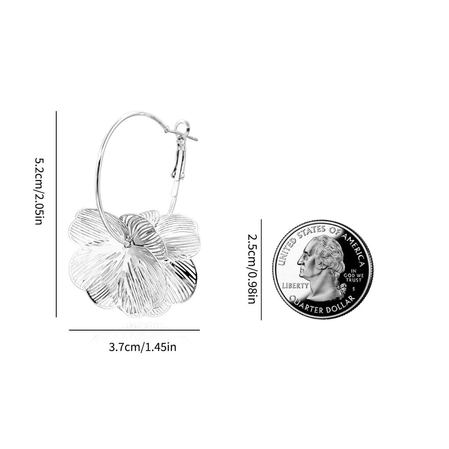 Gold Flower Earrings 14K Gold Plated Floral Statement Dangle Earrings Trendy