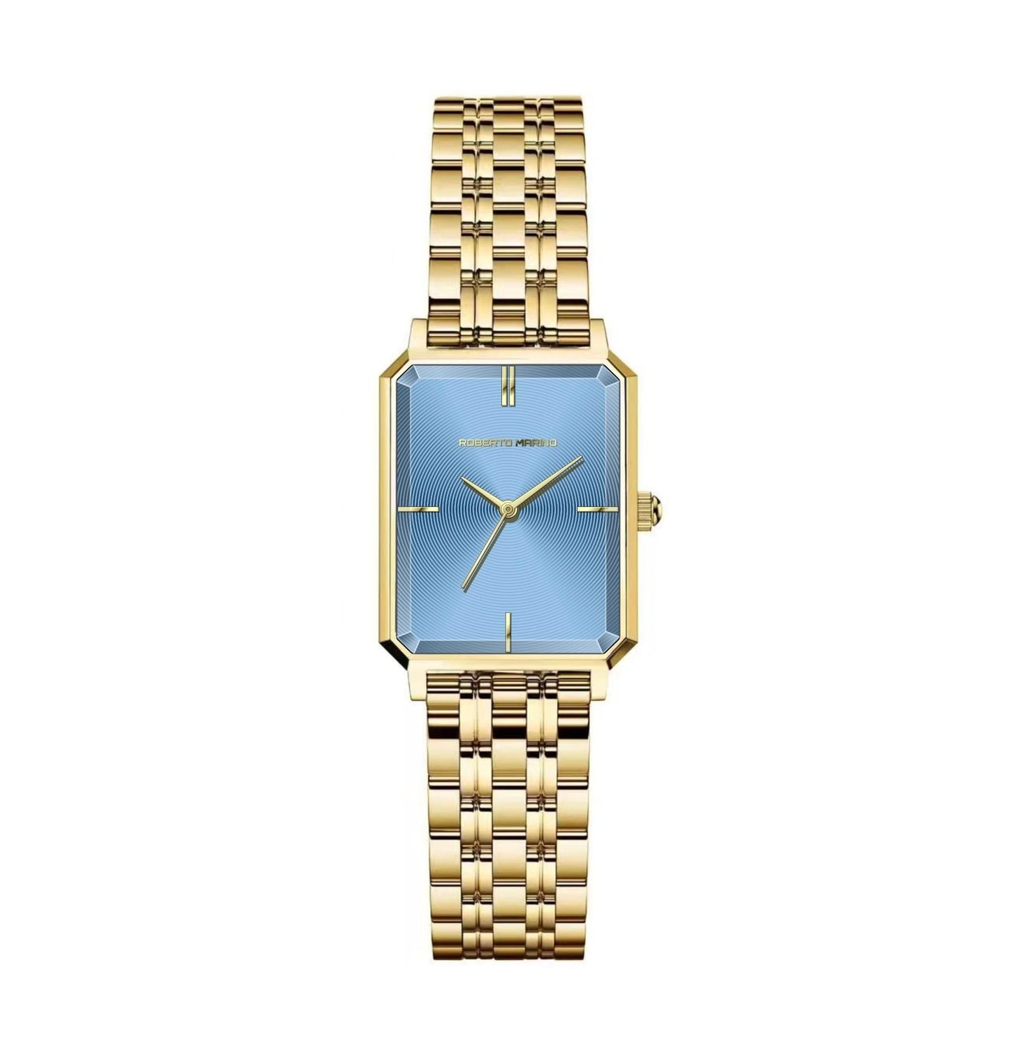 Roberto Marino RM1982 Women’s Luxury Watch Rectangular Gold – Japanese Quartz Movement, Vintage Stainless Steel Design, Silver Dial, Elegant Dress Timepiece, 3ATM Water Resistant – Reloj para Mujer