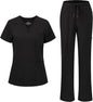 floralhue Scrubs for Women, V-Neck Straight Leg Pants with 12 Pockets | Slit Hem Cargo Pant Storage, Yoga Waistband, Water Resistance, For Nurses, Clinics, Long Shifts, Daily Medical Uniforms