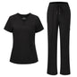 floralhue Scrubs for Women, V-Neck Straight Leg Pants with 12 Pockets | Slit Hem Cargo Pant Storage, Yoga Waistband, Water Resistance, For Nurses, Clinics, Long Shifts, Daily Medical Uniforms