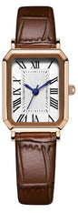 BESTKANG Leather Strap Watches for Women Elegant Dainty Ladies Watch Vintage Rectangle Women Quartz Wrist Watch