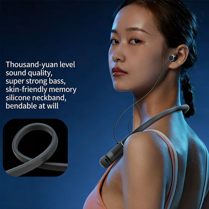 Neckband Bluetooth Headphones, 10mm Graphene Diaphragm Earphones with ENC Noise Cancelling, 100H Playtime 1000mAh Battery, Bendable Silicone Neckband Sports Headset for Workout Running Blue