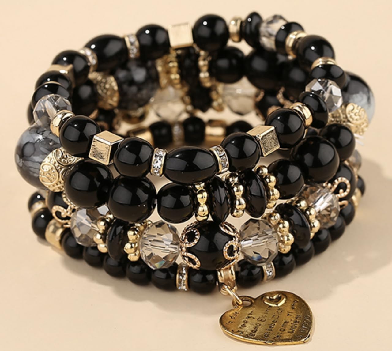 Women Beaded Bracelet Set | Colorful Boho Stackable Trendy Design with Crystal Accents Multilayer Bangle Bracelet | Fashion Stretch Braclets Jewelry for Women