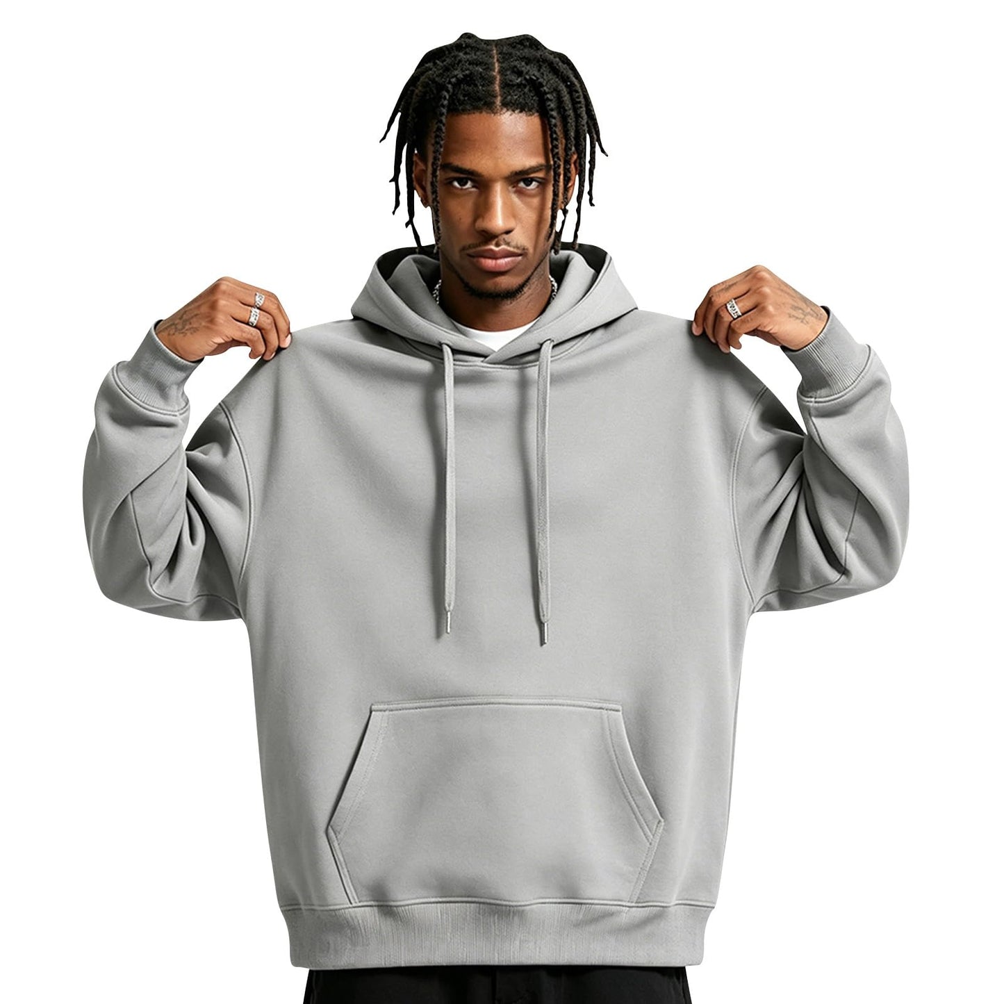 Men Hoodie Sweatshirt Pullover with Kangaroo Pocket Lightweight Casual Hooded Top Apparel for Spring Fall Wear