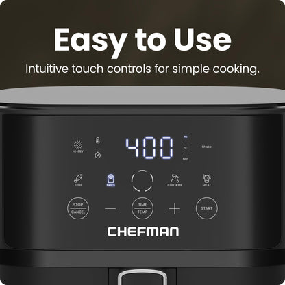 Chefman Air Fryer – 4 QT Compact Airfryer for Quick & Easy Meals, Features Hi-Fry Technology for Extra Crisp, Easy-View Window, Touch Controls with 4 Presets, Nonstick & Dishwasher Safe Basket - Black