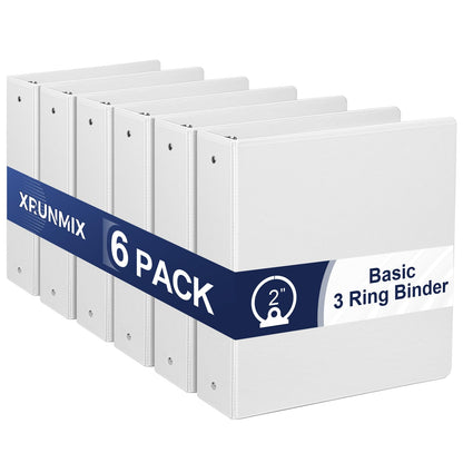 1.5-Inch 3-Ring Binder with Pockets, 1-1/2’’ Premium View Binders with Three Ring Binders Holds up to 325 Sheets US Letter Size, Bulk Pack of 6, Perfect for Home, Office, and School (1.5-inch) White