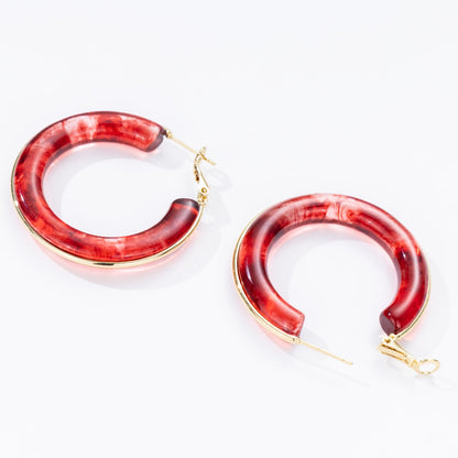 Chunky Gold Resin Hoop Earrings Leverback Statement Huggie Hoops Dangle Drop Dressy Earring Prom Festival Vacation Jewelry for Women
