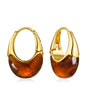 SNGIA Long Oval Chunky Dangle 18K Gold Plated Hoops with Colored Resin Gemstone Statement Earrings for Women, (Green, Brown, Light blue, Dark Blue), Bold Drop Handmade Exaggerated Irregular Trendy Bohemian Jewelry Gifts, Unique Dangling Teardrop Baroque S