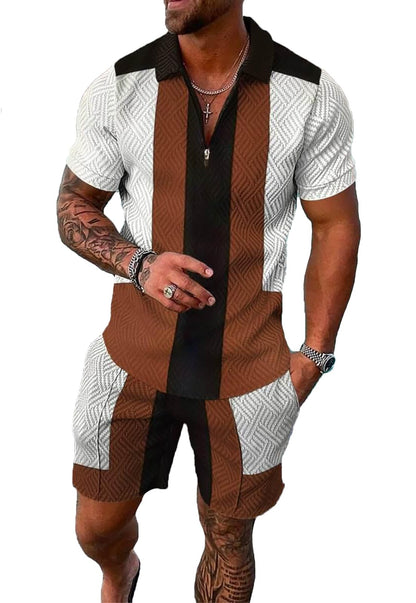 Mens Short Sets 2 Piece Outfits Polo Shirt Fashion Summer Tracksuits Casual Set Short Sleeve and Shorts Set for Men