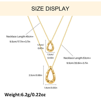Dainty Gold Layered Necklaces for Women Chunky 14K Gold Plated Teardrop Pendant Necklace Trendy Simple Jewelry Gifts for Women