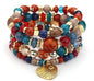 Women Beaded Bracelet Set | Colorful Boho Stackable Trendy Design with Crystal Accents Multilayer Bangle Bracelet | Fashion Stretch Braclets Jewelry for Women