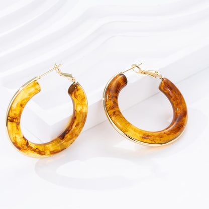 Chunky Gold Resin Hoop Earrings Leverback Statement Huggie Hoops Dangle Drop Dressy Earring Prom Festival Vacation Jewelry for Women