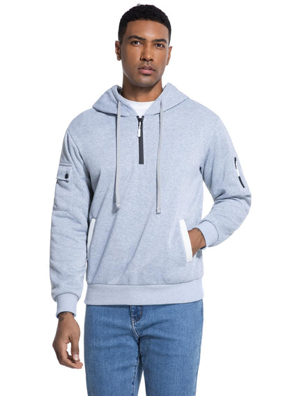 Leidowei Men's Hoodies Casual Pullover Hooded Sweatshirt Long Sleeve Quarter Zip Hoody Tops With Kangaroo Pocket
